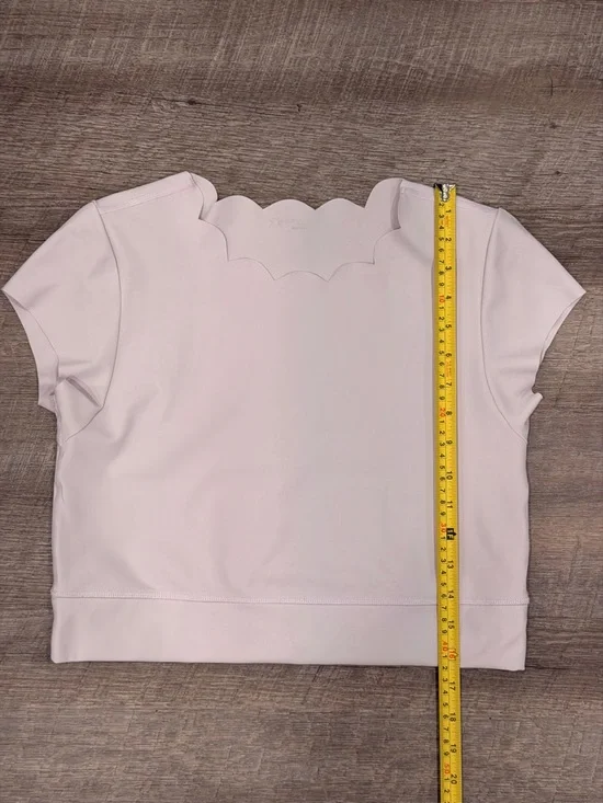 OFFLINE By Aerie Goals Scallop Tee in Lilac Ice, size Large. - Picture 7 of 8